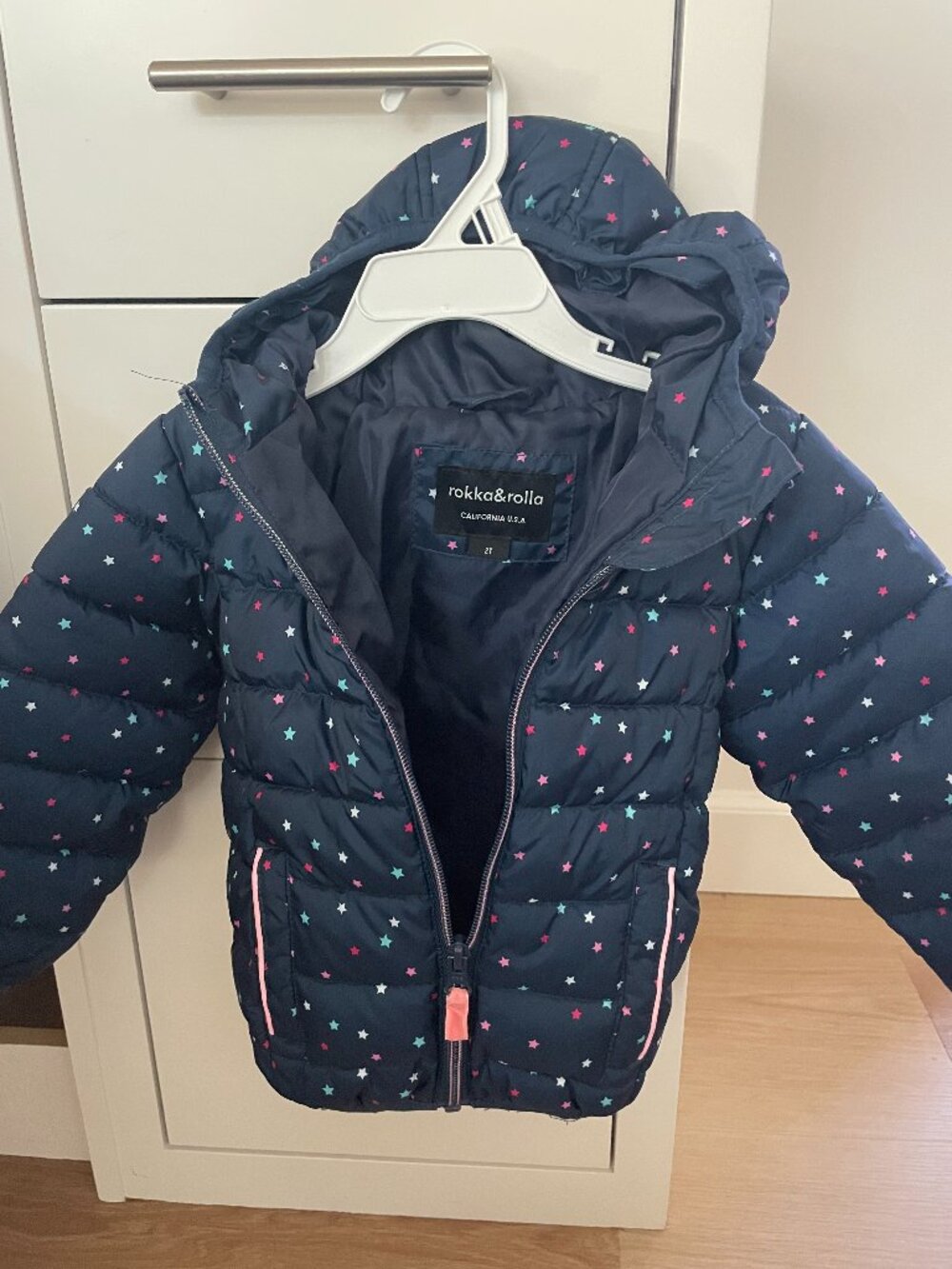 Rokka & Rolla Warm Jacket Hooded- 2T - Like New - Navy with Stars - Unisex -